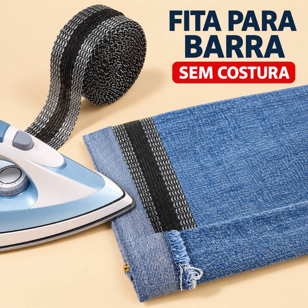 FITA PARA BARRA BAINHA MÁGICA CALÇA JEANS TECIDOS ROUPAS SEM COSTURA FERRO