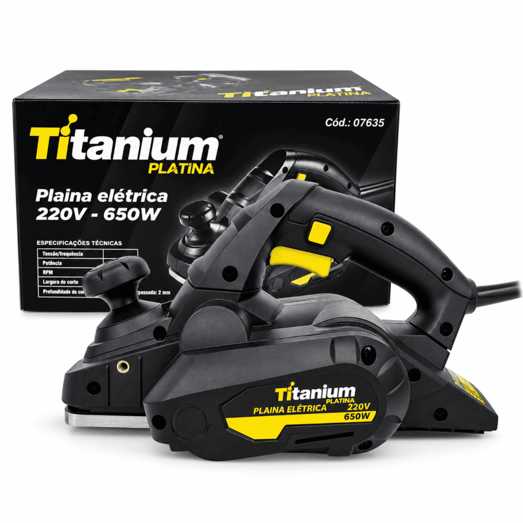 Plaina Elétrica 650W 220V 82mm 17.000 RPM - Titanium Platina