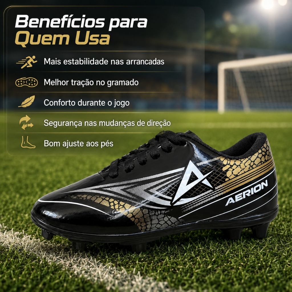 Chuteira Futebol de Campo Masculina Leve Antiderrapante com Travas para Jogo e Treino