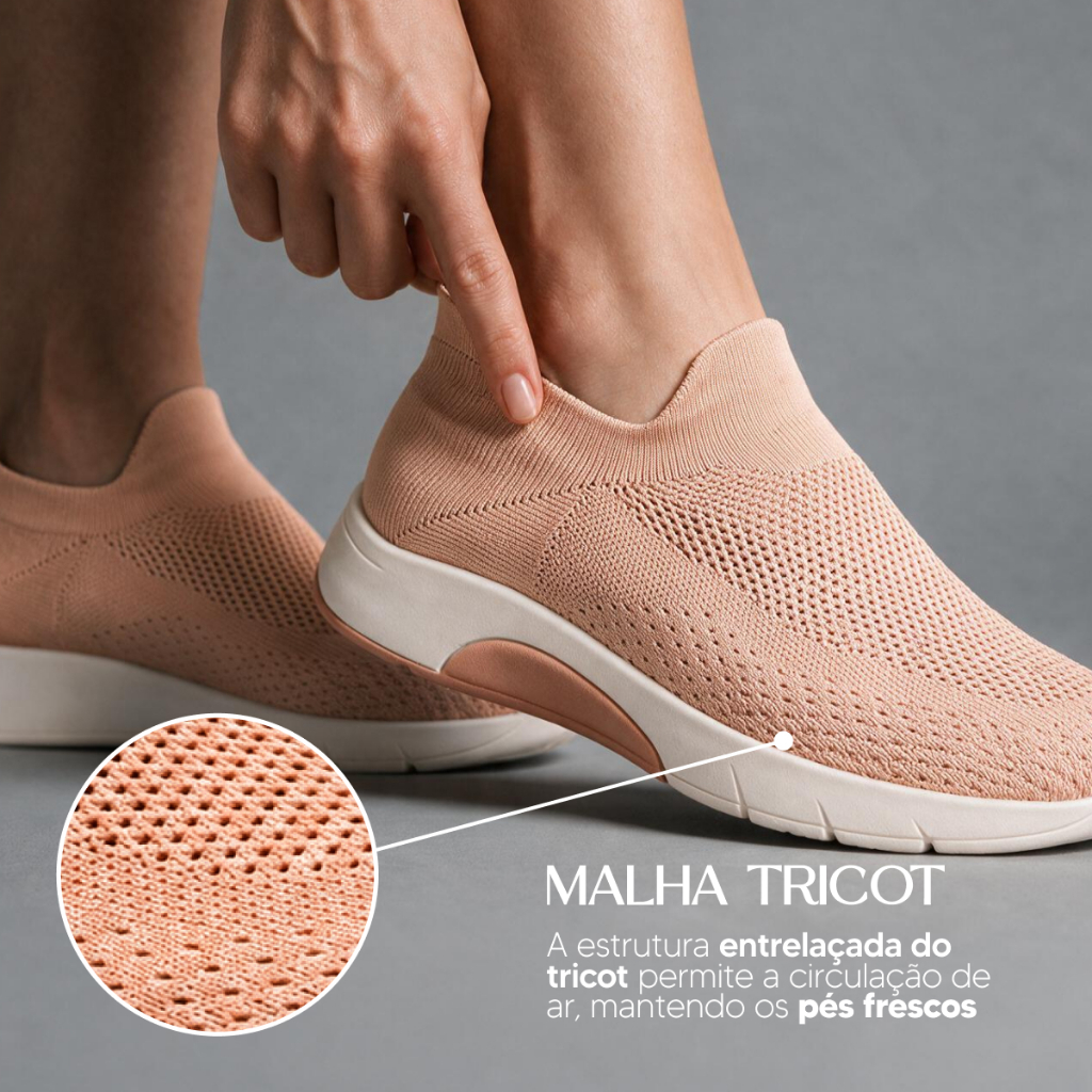 Tênis Feminino Ultraconforto Benévola Knit Slip On Tenis Palmilha Ortopédica Calce Fácil Sem Cadarço — imagem 2 de 2