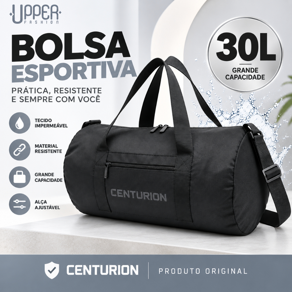 Bolsa Mala Esportiva Academia Transversal Masculino Feminina Reforçada Multifuncional Viagem Treino 30 Litros Centurion