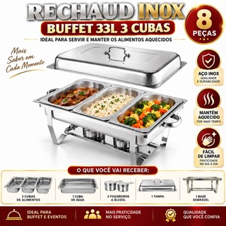 11L Stainless Steel Chafing Dish for Large Buffets | Cooking and Keeps Warm - 3 in 1 Set/ Restaurants Parties