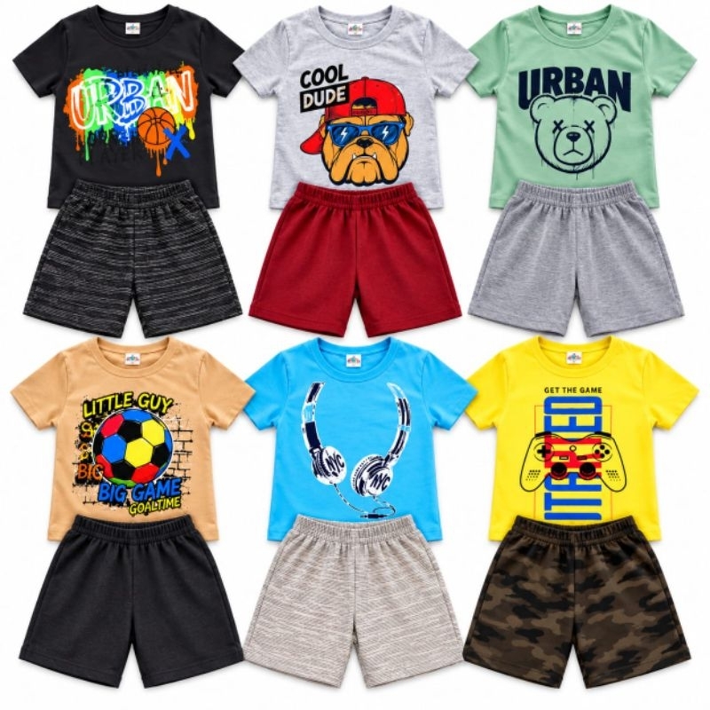 Kit Conjunto Infantil Masculino | Camiseta + Bermuda - 2 ao 12 | Roupa Infantil Verão Menino Confortável