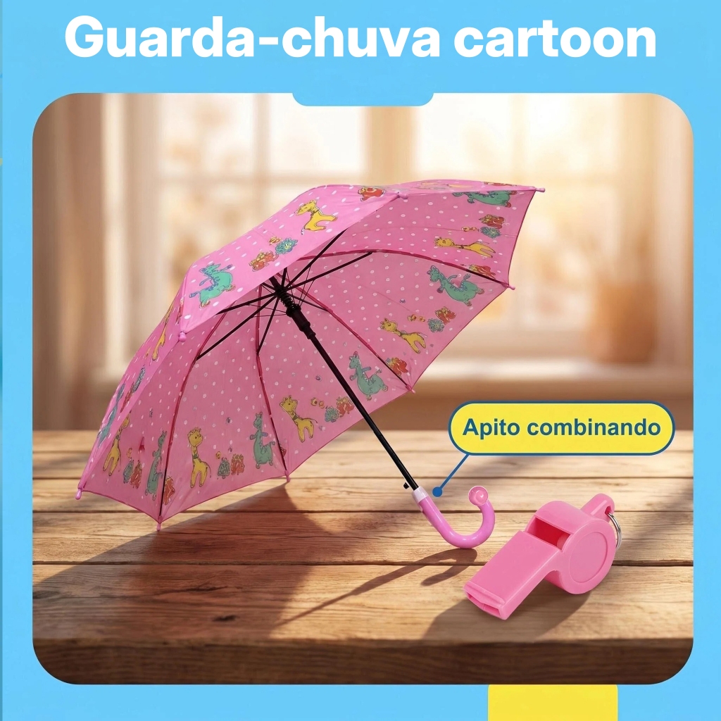 Sombrinha Automática Infantil Leve Durável Estampada Fofa PVC Jardim de Infância KL-312 — imagem 2 de 2