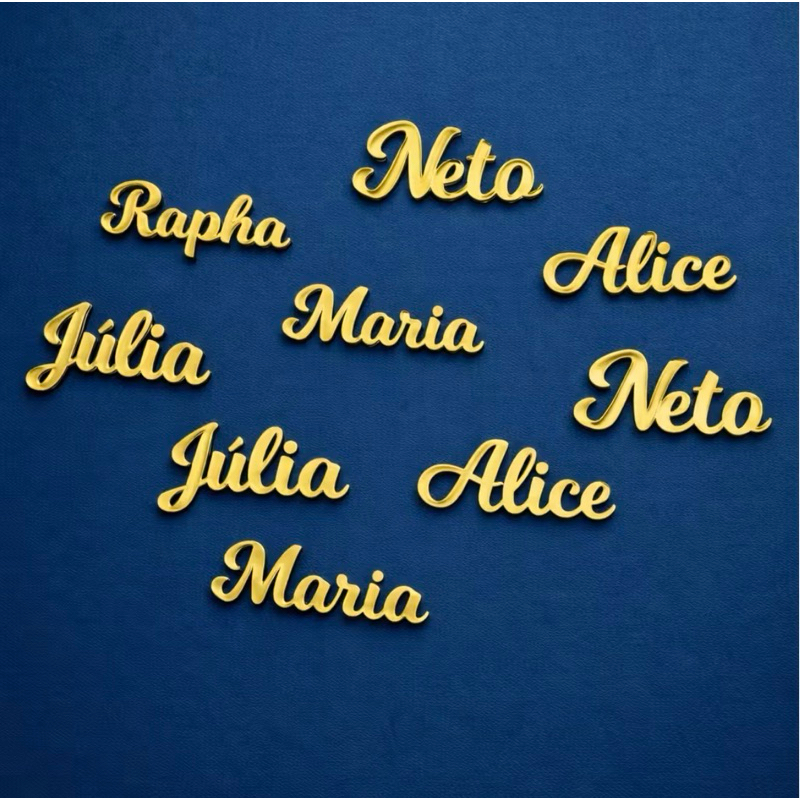 Aplique nome personalizado para lembrancinhas em Lamicote dourado premium