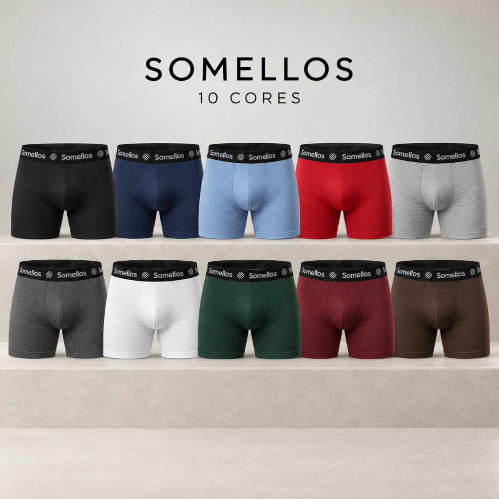Cueca Masculina Boxer Somellos Kit 3 ou 6 Peças Microfibra P ao GG