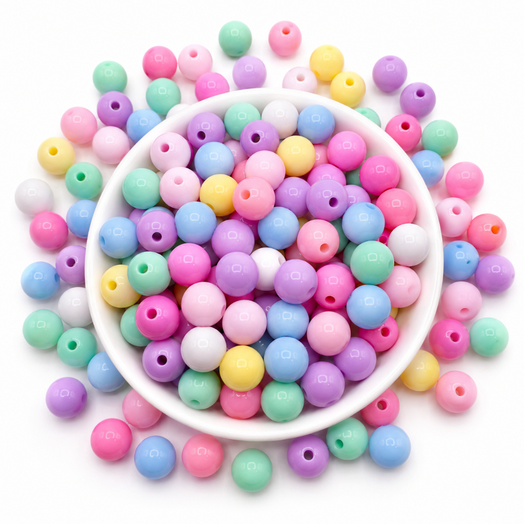 Miçanga Bola Leitosa Candy 8mm Acrílica 50g/100g Para Pulseira Colar Chaveiro Artesanato
