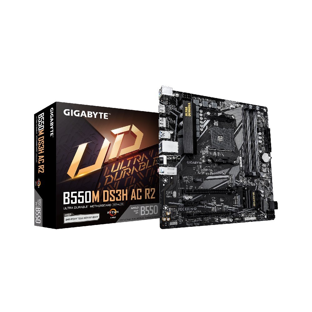 Placa Mãe Gigabyte B550M DS3H AC R2 WIFI AM4 4xDDR4 Chipset AMD B550 mATX