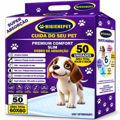Tapete Higiênico Cães 60x60 50 Unidades Premium Higienepet