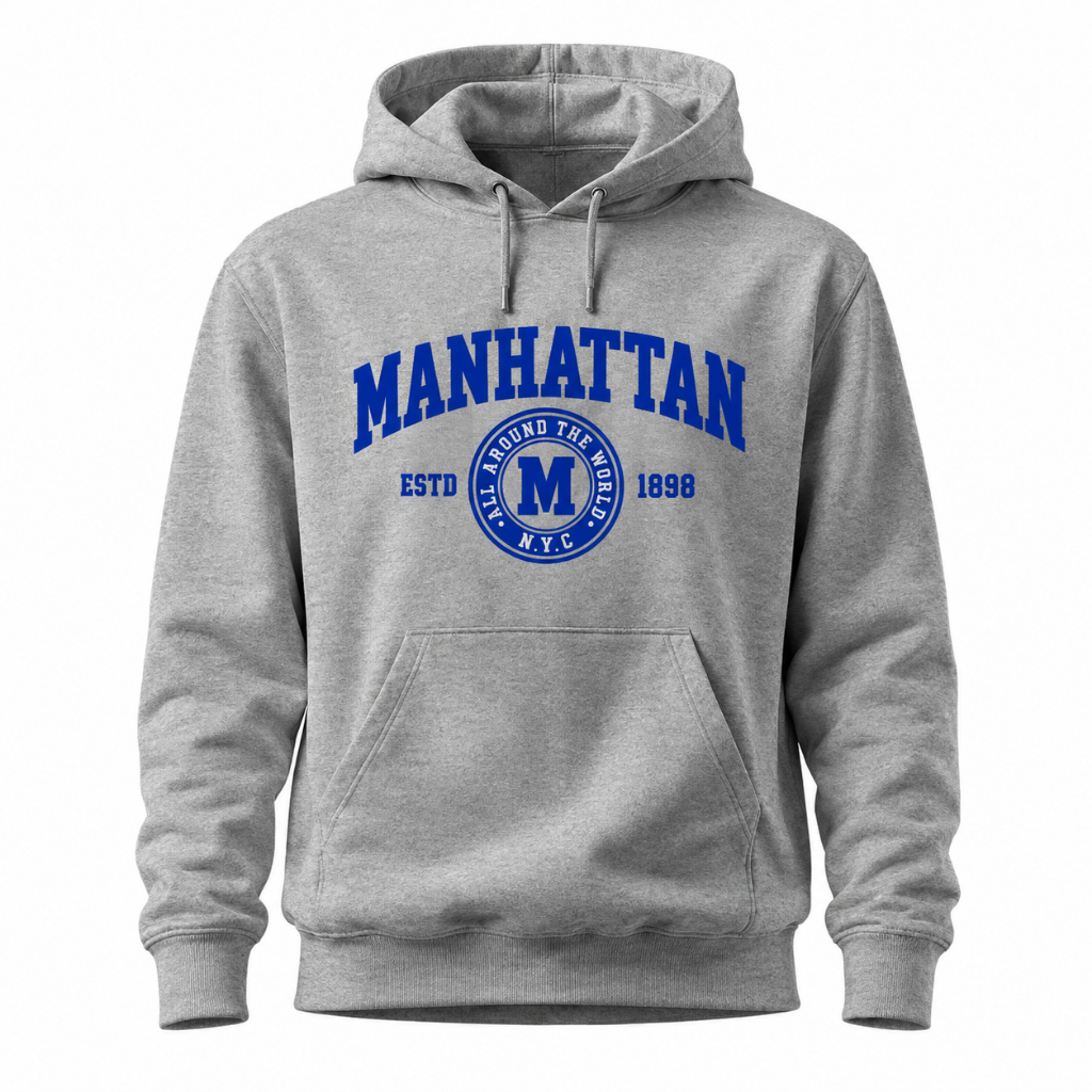 Moletom Canguru Unissex Estampado Manhattan Streetwear Casual Confortável Masculino / Feminino