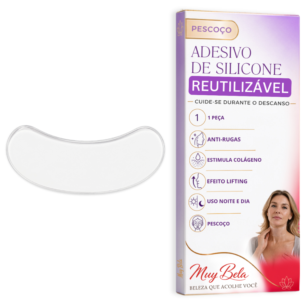 Silicone Lavável para Rugas do Pescoço Adesivo Muy Bela Colágeno Natural Anti Marcas