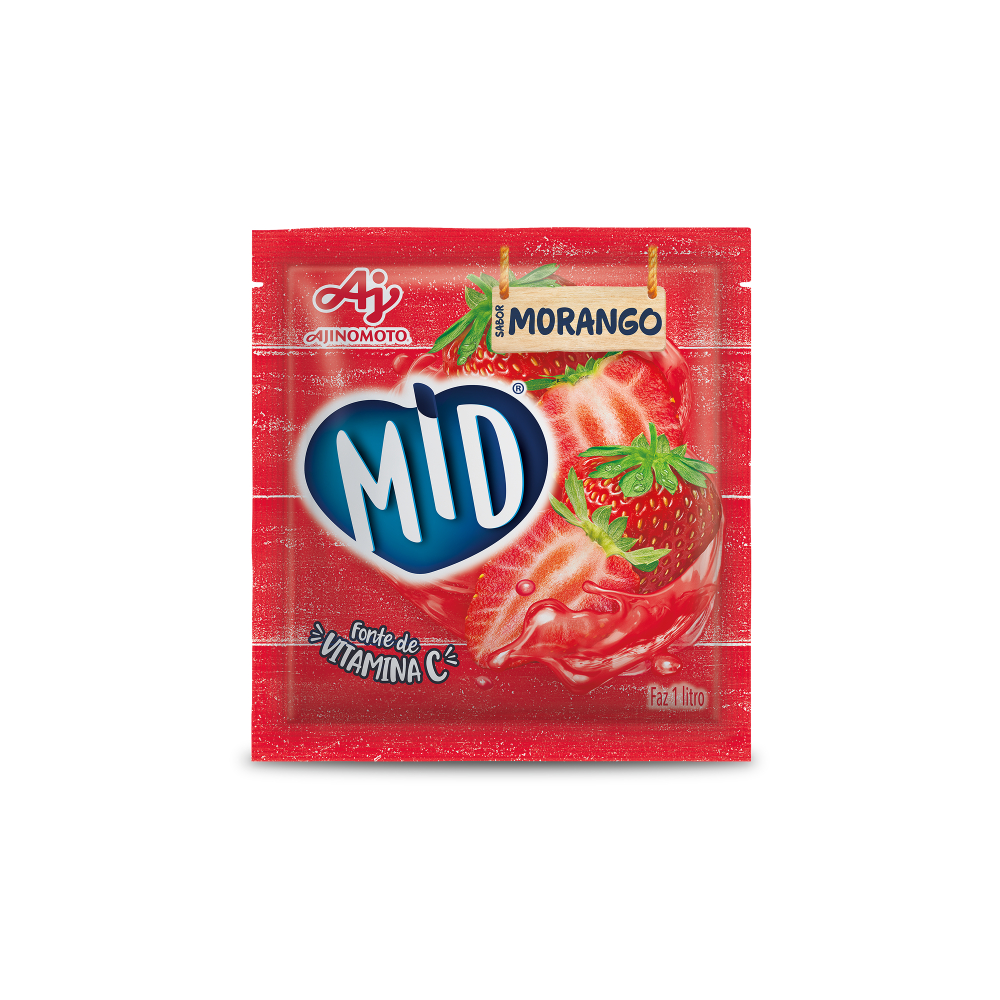 Kit Refresco em Pó MID® Sabor Morango Com 5 Unidades de 20g
