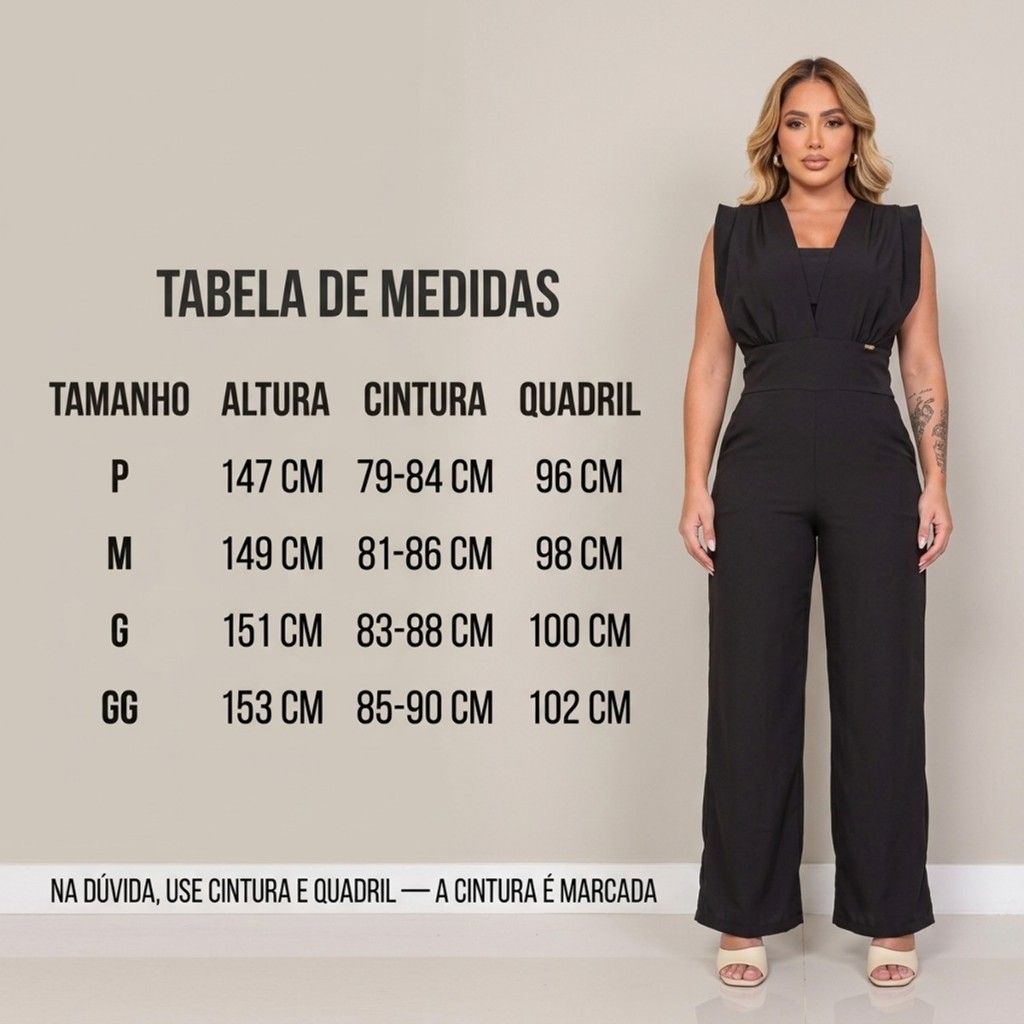 Macacao Feminino Pantalona Longo Sedinha Premium Com Top Social Trabalho Elegante Bolso Cintura Marcada — imagem 2 de 2