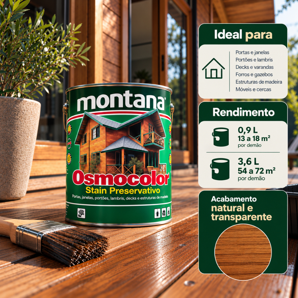 Osmocolor Stain Imbuia 0,9L ou 3,6L Proteção Para Madeira Montana Acabamento Acetinado Galão — imagem 2 de 2