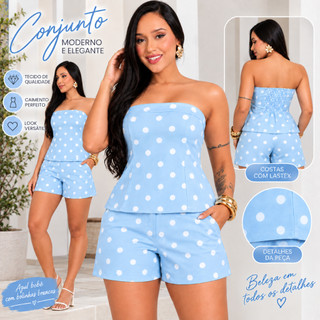 Conjunto Feminino Alfaiataria POÃ Tomara Que Caia