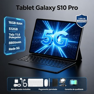 [Teclado e mouse grátis] Tablet Galaxy S10 Pro, 16 GB + 512 GB, tela HD de 11,6 polegadas, bateria de 8.800 mAh, Android