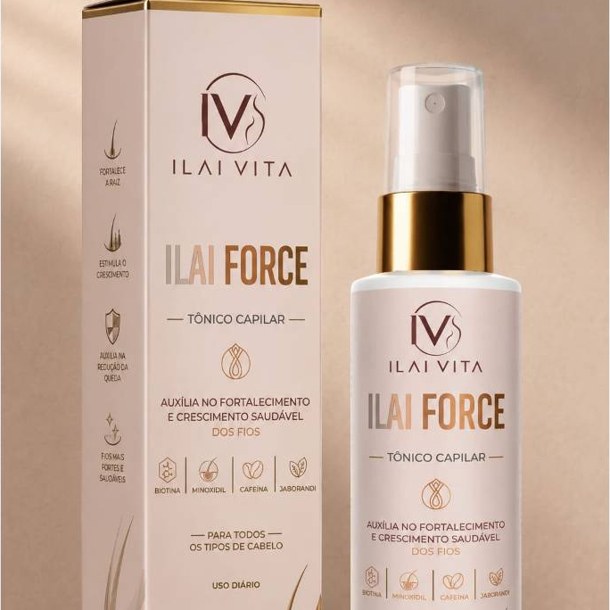 Tônico Capilar Ilai Force 100ml Ilai Vita - Minoxidil Biotina Cafeína e Jaborandi Crescimento e Fortalecimento Capilar A