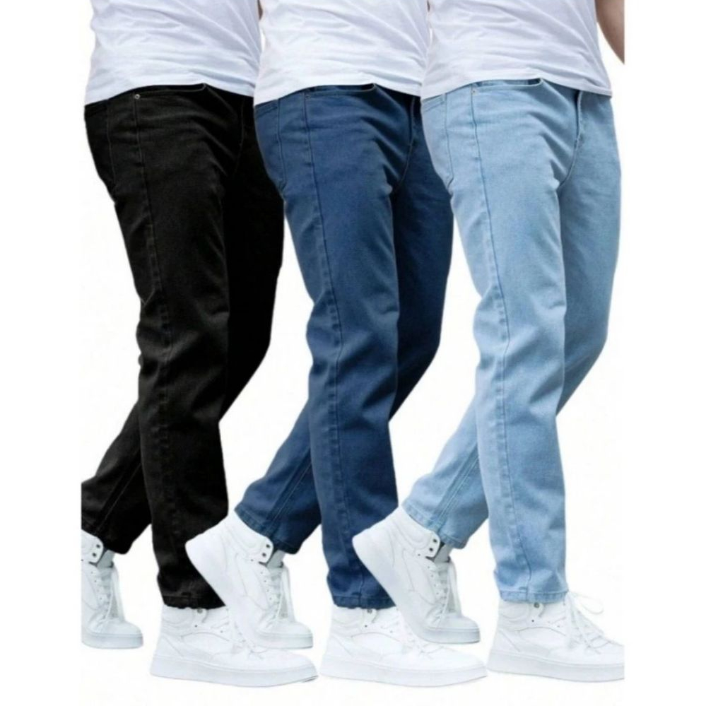 Kit com 3,2 e 1 Calça Jeans Masculina Premium Skinny Corte tradicional Basico com Lycra