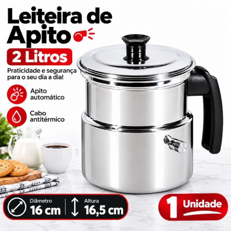 Leiteira de apito 2 Litros térmica,canecão,Fervedor com bico