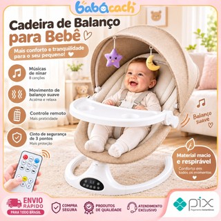 Cadeira de balanço e descanso para bebê com música, mosquiteiro e controle remoto
