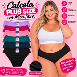 Kit 5/10 Calçola Plus Size Microfibra lisa lingerie Feminina Tangão cos alto e reforçado para senhoras jovens