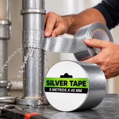 Kit 6, 4, 3, 2 ou 1 Unidade Fita Adesiva Silver Tape 5m x 45mm Alta Resistência