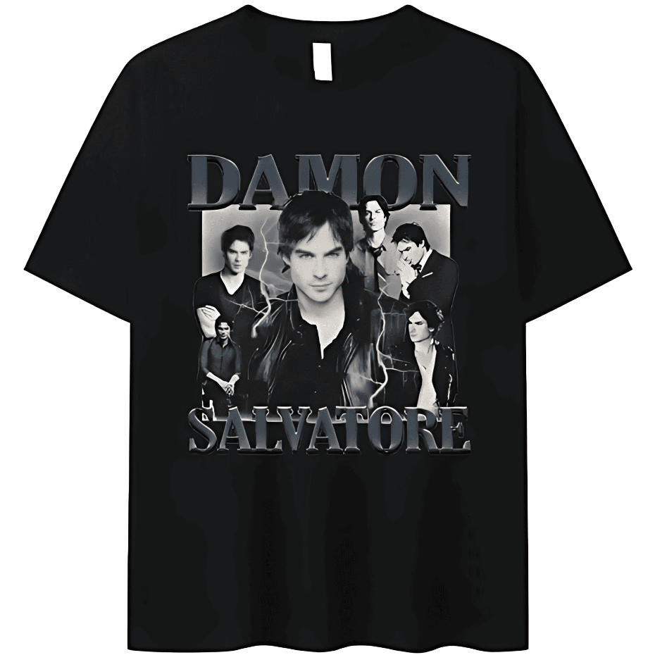 Camiseta Estampa Adulto/Infantil Lançamento Unissex Em Algodão Damon Salvatore, Diários de um Vamoiro.
