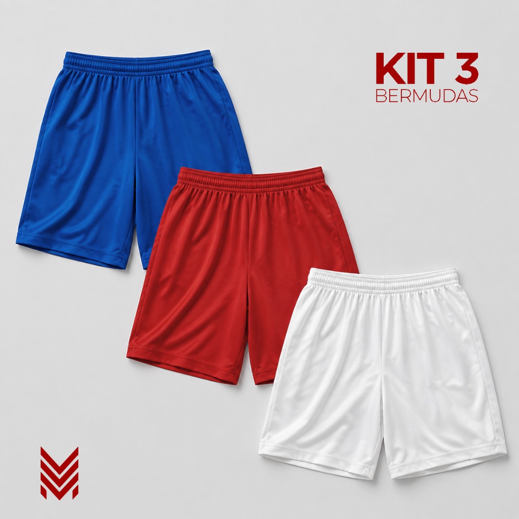 Kit 3 Shorts Bermuda Masculina Fitness Academia Treino Corrida Musculação Esportiva Confortável