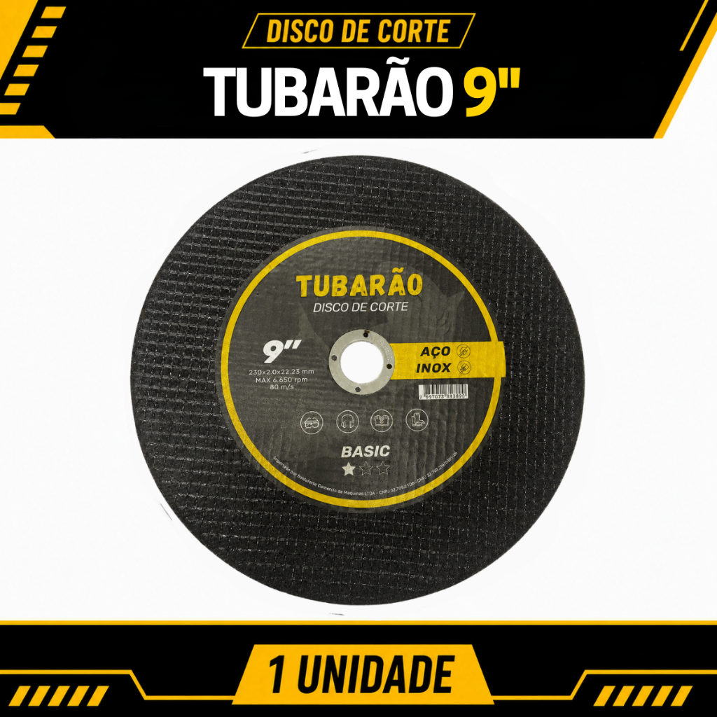 Disco de Corte 9'' x 2,00mm Furo 7/8" Inox e Metal - Tubarão