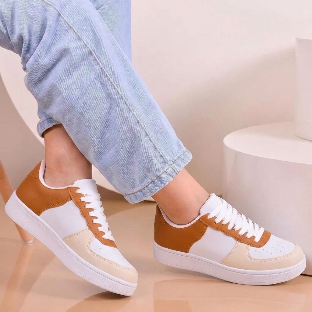 Tênis Masculino Feminino Street Branco Caramelo Preto Casual Super Confortável Moderno Leve