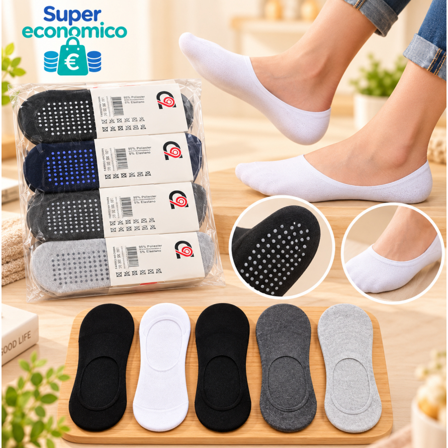 Kit de 3 a 12 Pares de Sapatilhas Invisíveis (Tamanho Único 40-46)