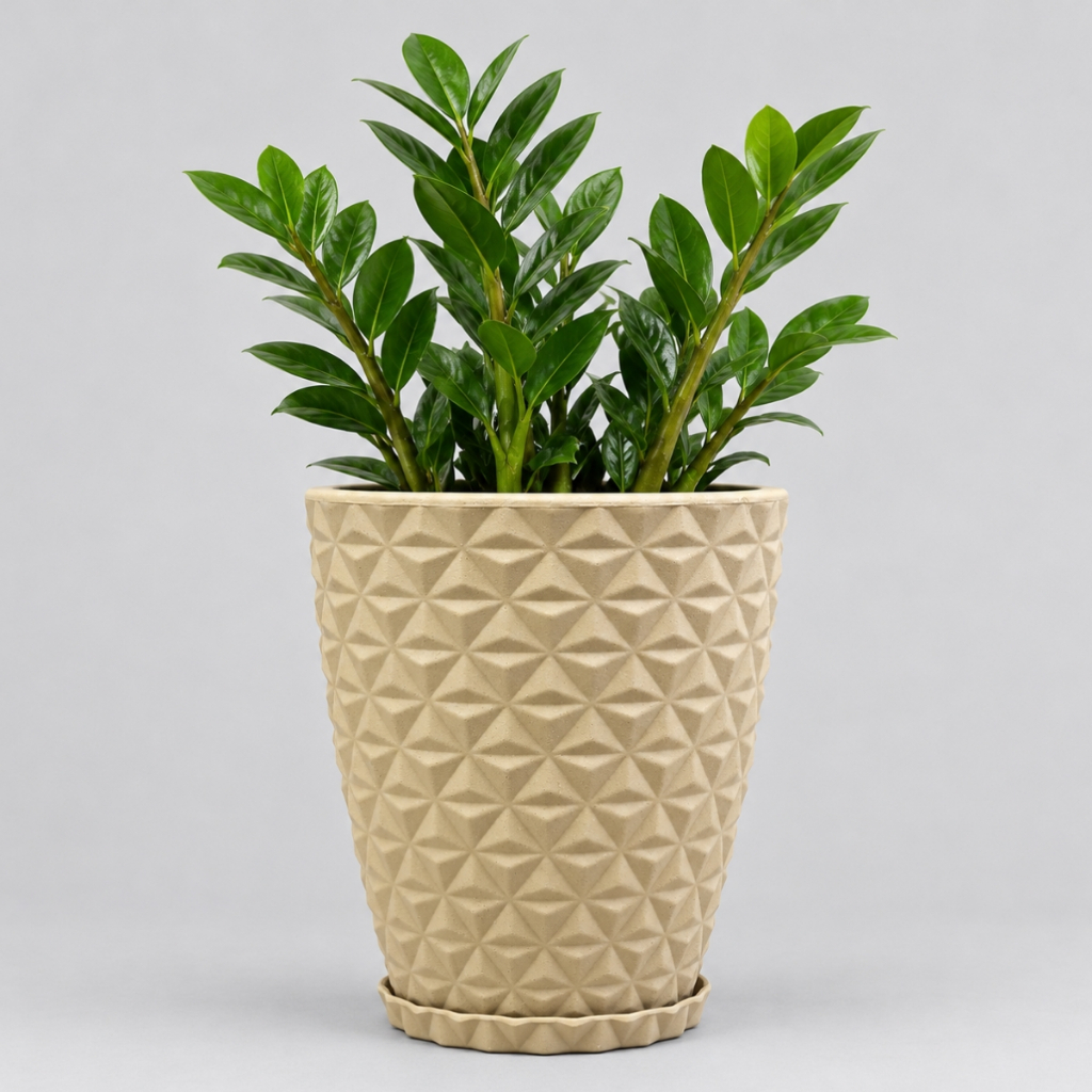 Vaso para decoração e plantas - polietileno diamante N1 COM PRATO COLETOR
