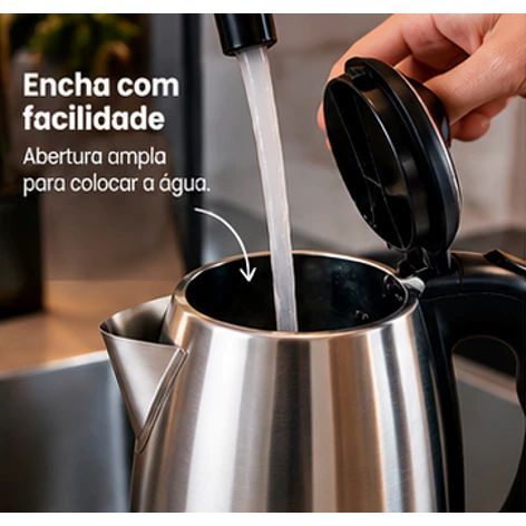 Chaleira Eletrica Inox 2 Litros Potente Rapida Aquecimento Silenciosa 127V