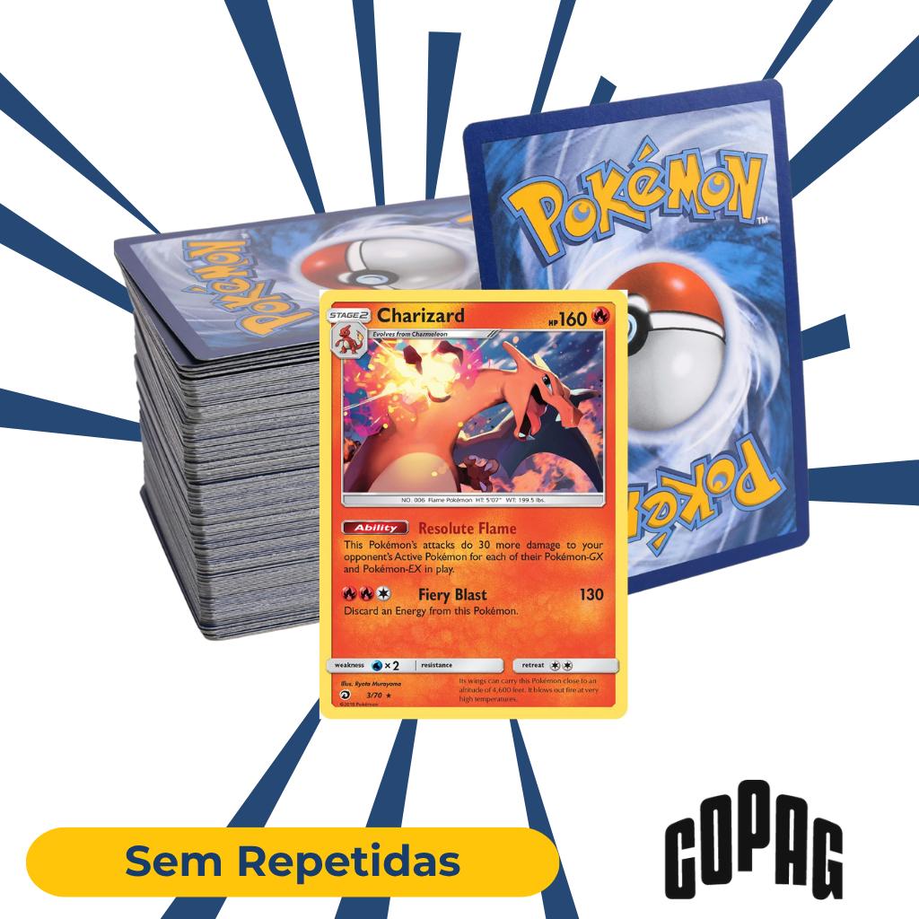 Cartas Pokemon Originais Lotes de 100,50,20 Cartas sem Repetições -Sem Energias
