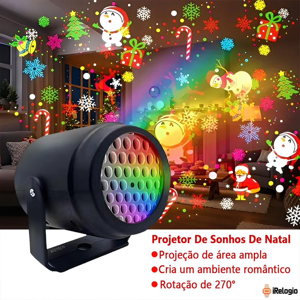 Projetor Led Natal Laser Giratório 16 Desenhos 3d Natalinos Luz De Festa Decorativo Bivolt