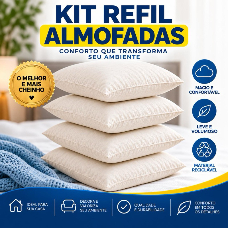 Refil Enchimento  para almofadas kit com 2 e 4 50x50. Entrega muito rápida