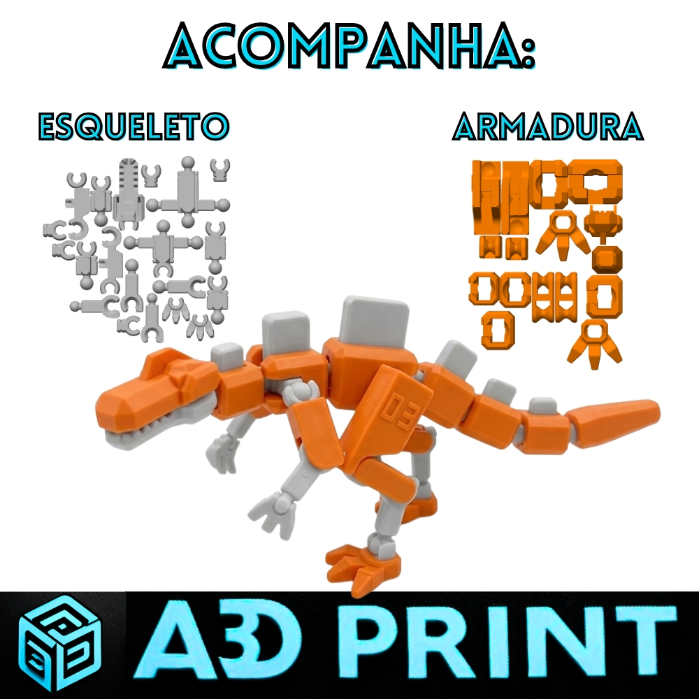 Boneco Espinossauro 13 - Dummy Boneco Spinosaurus Articulado Action Figure Dinossauro 3D — imagem 2 de 2