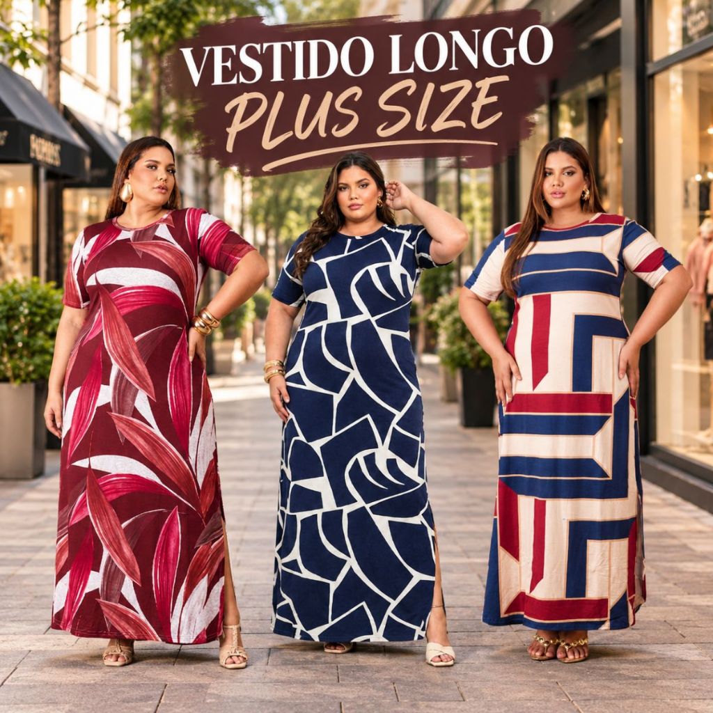 Vestido Feminino Plus Size Moda Evangélica 44 ao 58 Fenda La