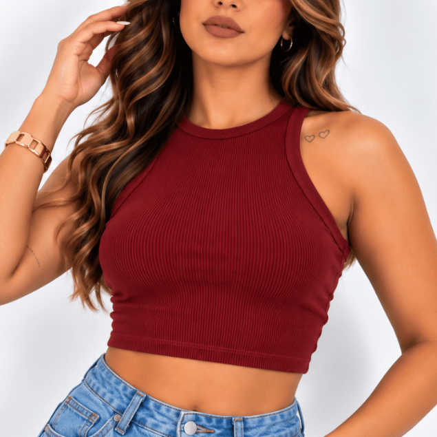 Regata Cropped Feminina Canelada Básica Blusa Justinha Tamanho Único Confortável Academia Moda Fitness