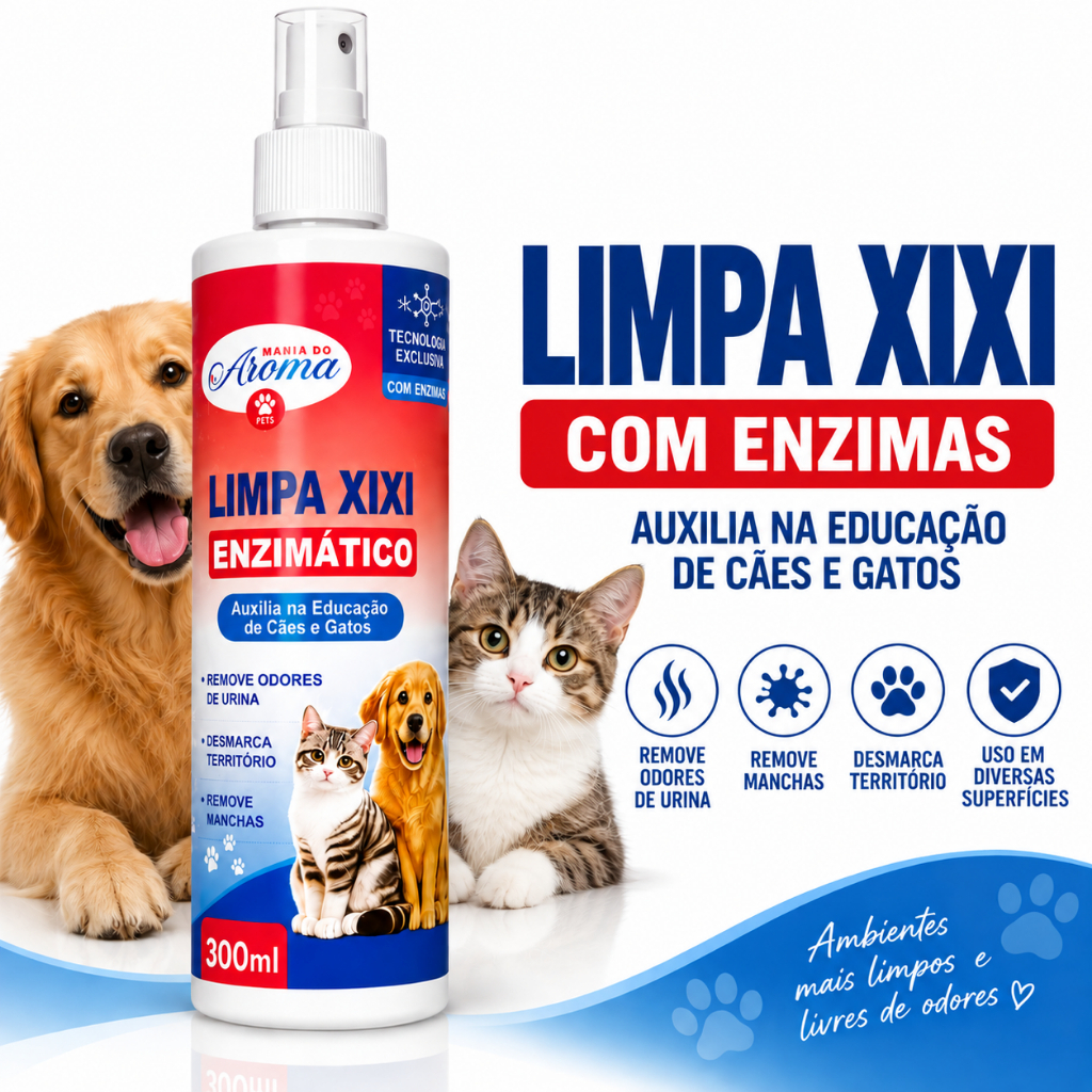 Limpa Xixi Enzimático Removedor de Odor e Manchas Desmarca Território Cães e Gatos  - Produto Eficaz