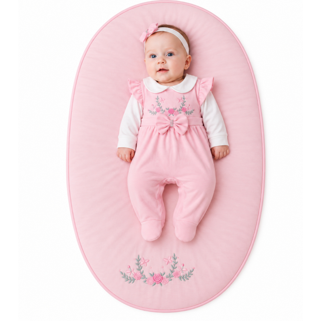Saída Maternidade Menina Aurora Rosa 04 peças Roupa de Bebê Menina