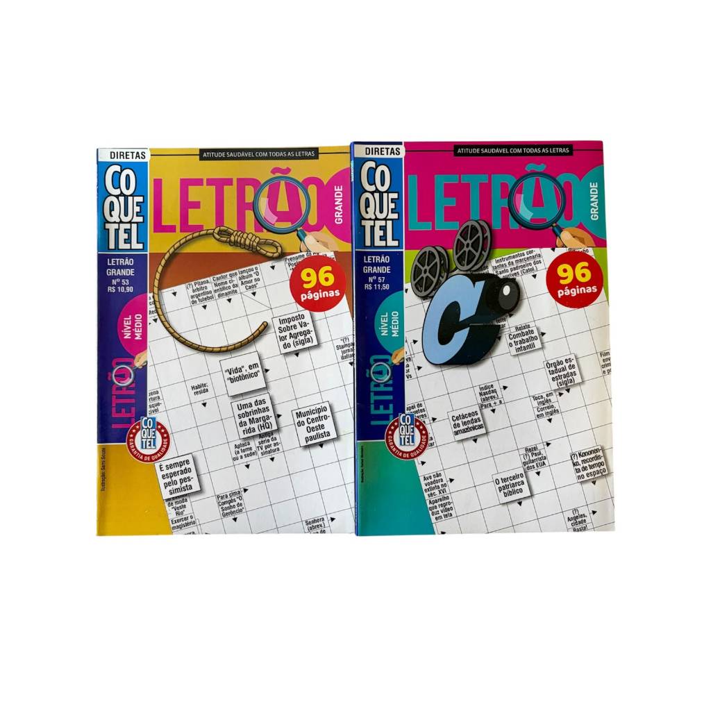 Kit 02 Livros Palavras Cruzadas Letrão Coquetel - Nível Médio