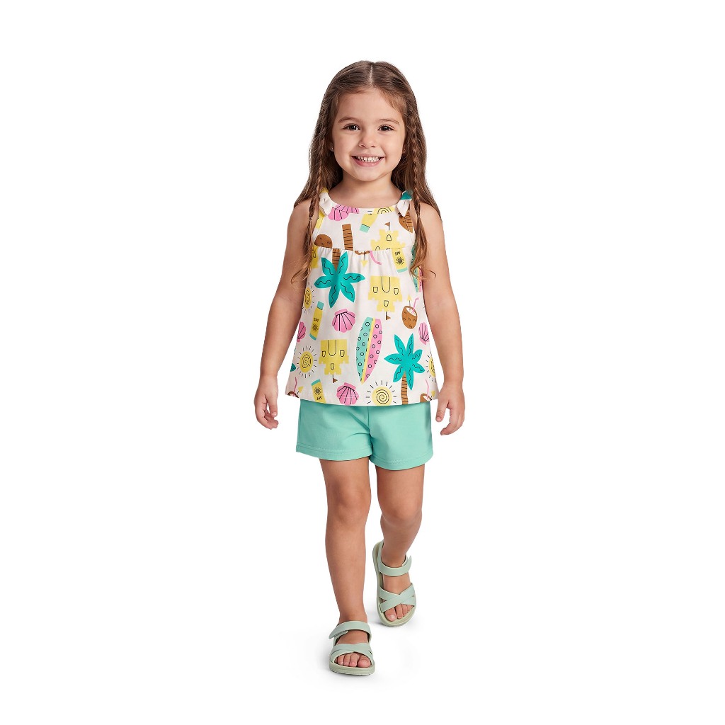 Conjunto Infantil Feminino Verão Regata Estampada Kyly - Ref. 1002080