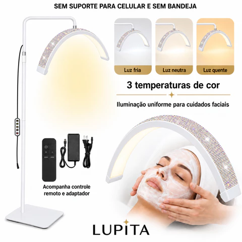 Luminaria Meia Lua Estetica Mesa 3 Tons Ajustavel Salao Beleza Limpeza De Pele|Bivolt 110/220V|Altura138-180cm