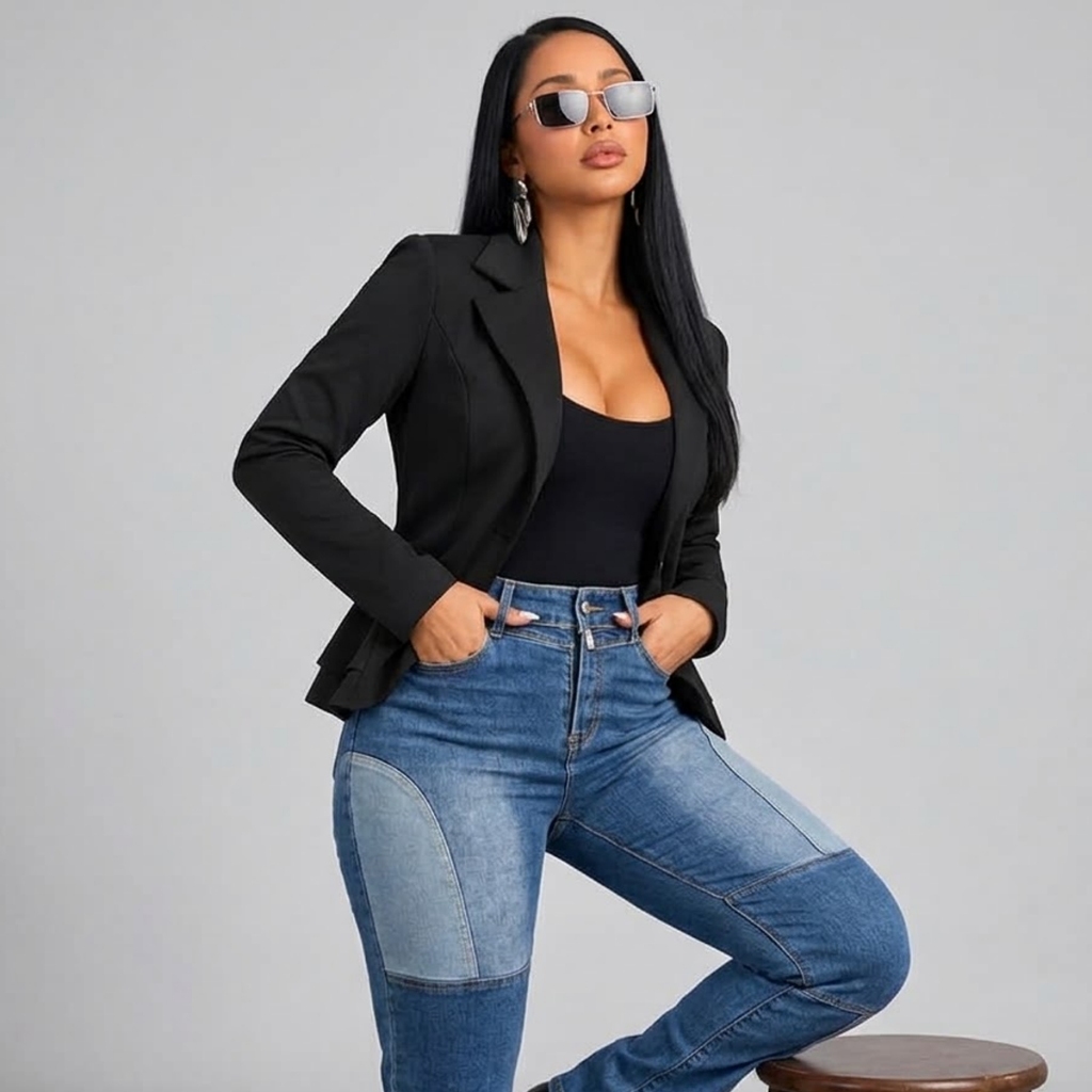 Blazer Casaquinho Neoprene Acinturado Cortado A Laser Social Trabalho