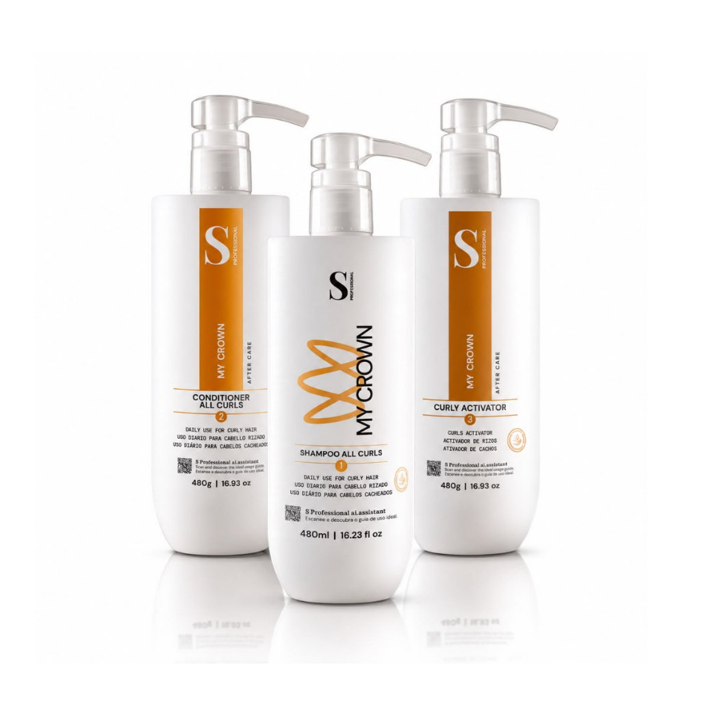 Kit Cachos Shampoo All Curls Condicionador Ativador My Crown Para Cabelos com Curvatura Ondulados e Crepos