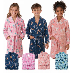 Roupão Infantil Benévola Microfibra Plush Quentinho Macio Aveludado Fleece Menino Menina Inverno