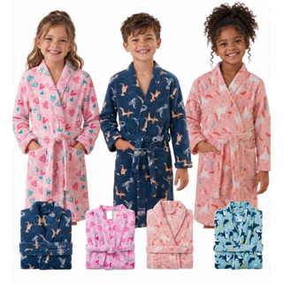 Roupão Infantil Microfibra Plush Benévola Quentinho Macio Térmico Banho Inverno Aveludado Fleece