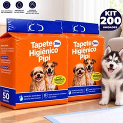 Kit 200 Tapetes Higiênico Pet Fralda Descartável Absorvente Cachorro Adulto e Filhote - 50x60 Cm