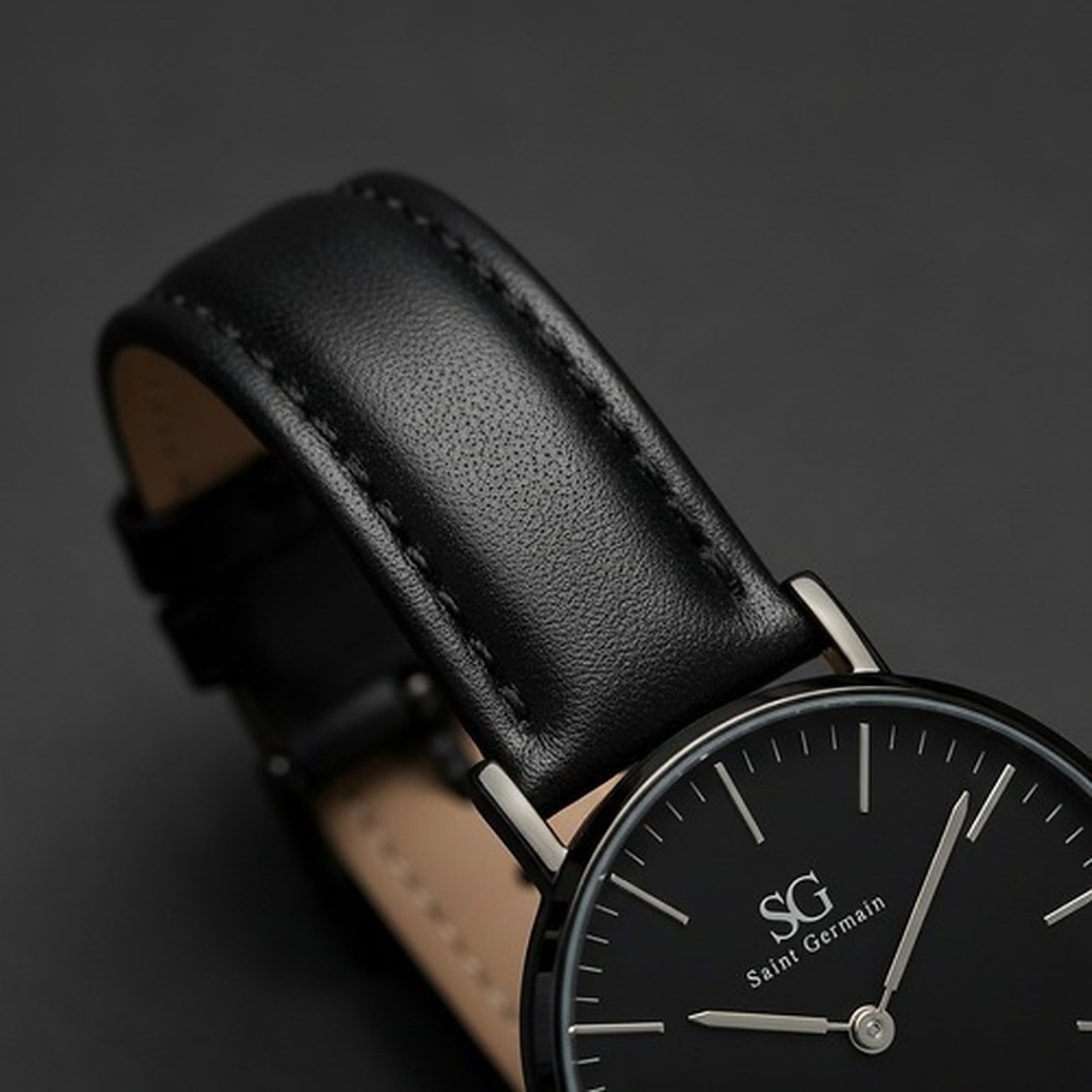 Relógio Masculino Couro Preto Saint Germain Murray Full Black 40mm Fundo Preto · foto 2